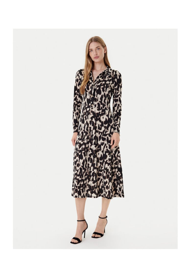 Oferte la Rochie tip camasa Dama -  Negru - 95% poliester - 5% elastan