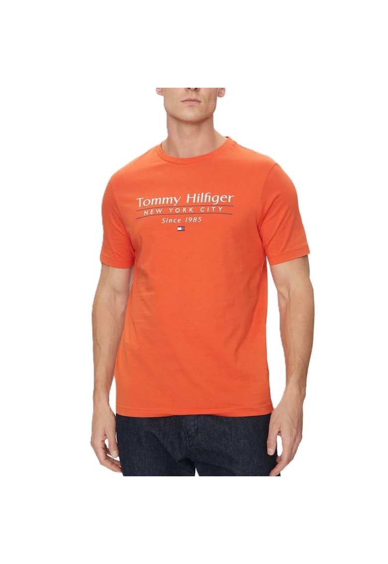 Oferte la Tricou  pentru Barbati - hilfiger center stack tee - MW0MW38621-SCX - Portocaliu - Portocaliu