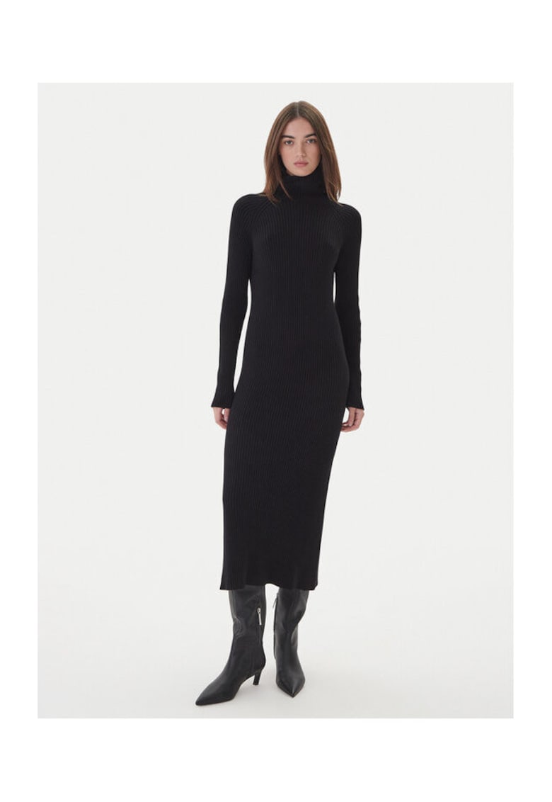 Oferte la Rochie tricotata de dama -  neagra - 62% viscoza - 30% poliester - 8% lana -