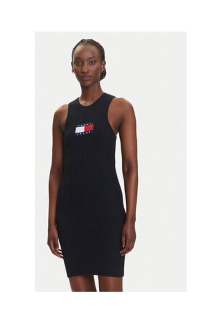 Oferte la Rochie tricotata de dama -  neagra - 88% viscoza - 12% poliester reciclat