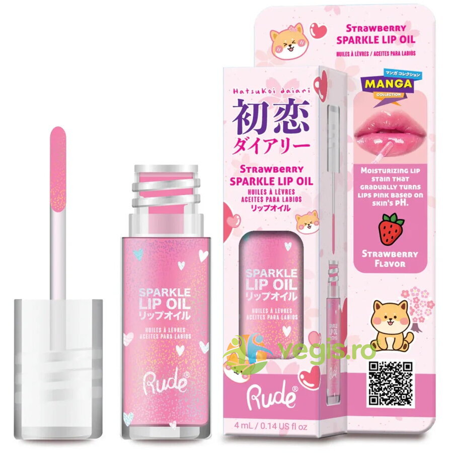 Oferte la Ulei de Buze cu Sclipici, pH-Reactiv care isi schimba culoarea, cu Aroma de Caspuni, Manga Collection 4ml