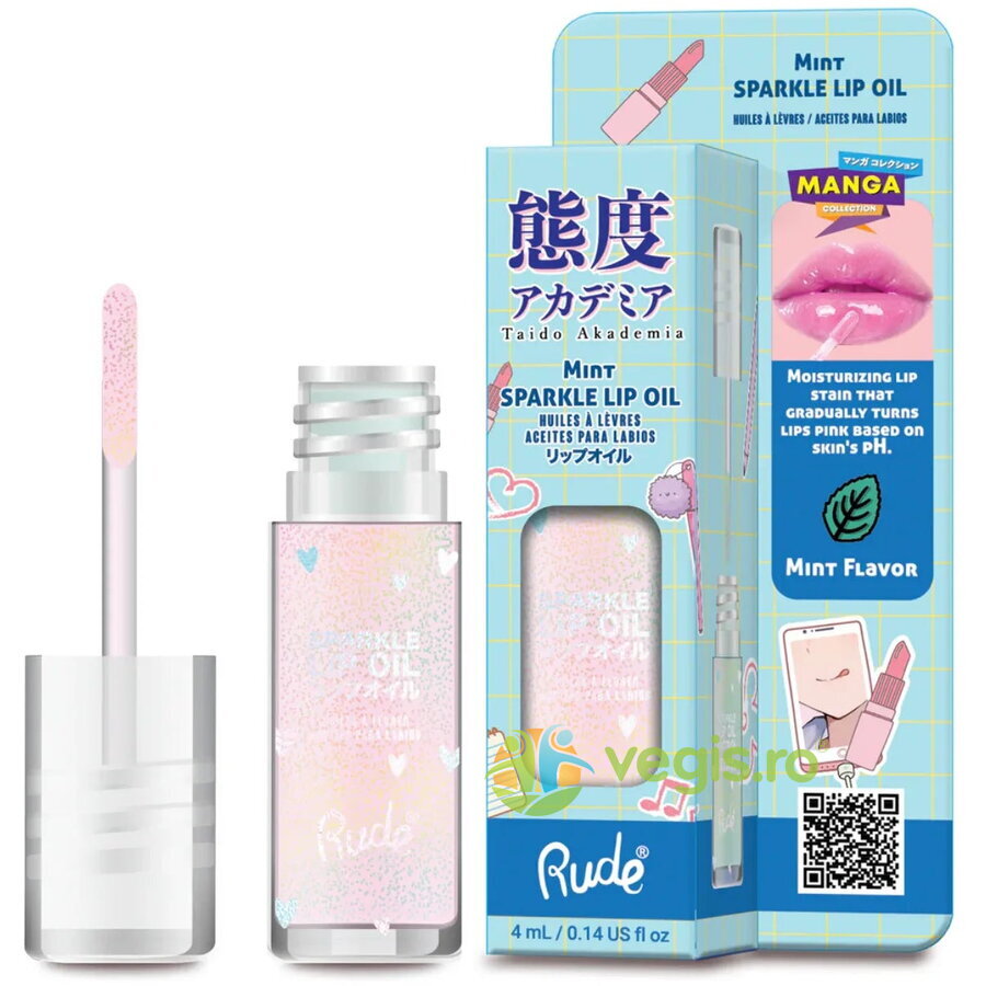Oferte la Ulei de Buze cu Sclipici, pH-Reactiv care isi schimba culoarea, cu Aroma de Menta, Manga Collection 4ml