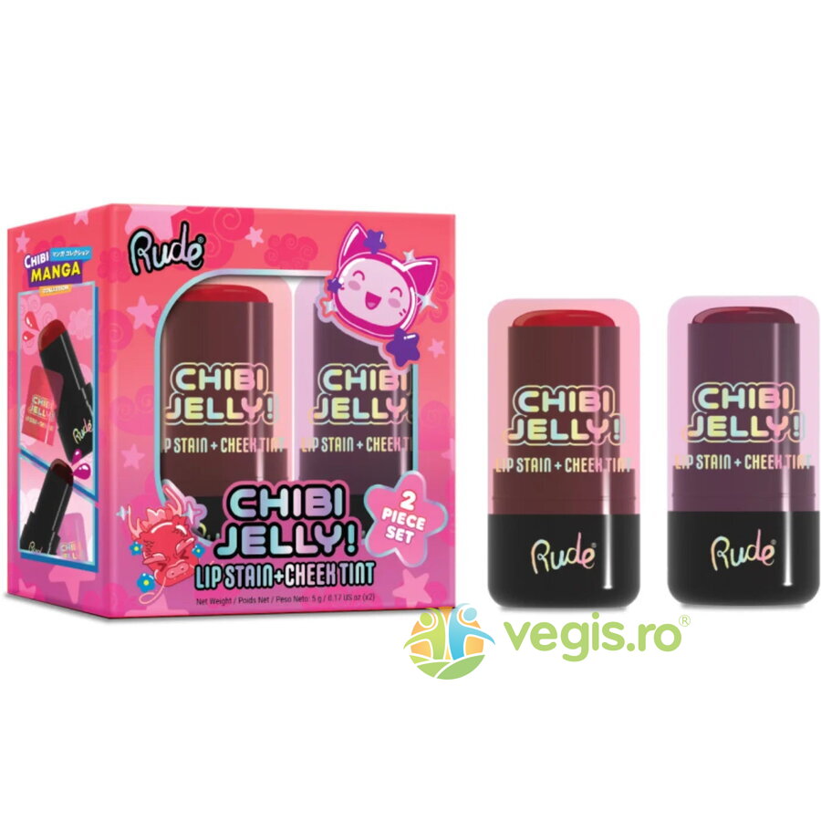 Oferte la Set Duo - Lip Stain + Cheek Tint Chibi Jelly, Nuanta Koneko & Sakura, Chibi Manga Collection 2 x 5g