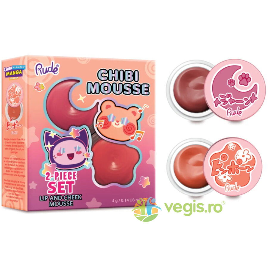 Oferte la Set Duo - Blush & Balsam de Buze tip Mousse Chibi Mousse, Nuanta Tada! & Fuzzy, Chibi Manga Collection 4g
