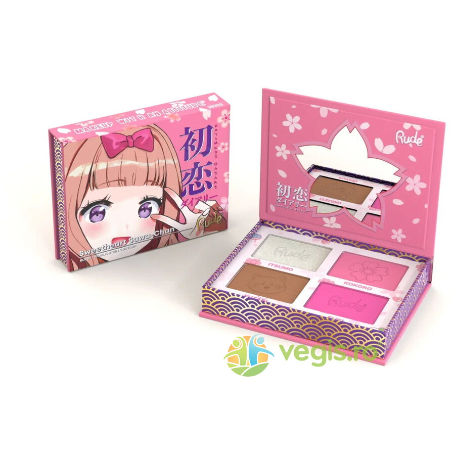 Oferte la Paleta 4in1 pentru Fata - 2 x Blush, 1 xIiIuminator, 1 x Contour, Sweetheart Sawa-Chan, Manga Collection 4 nuante