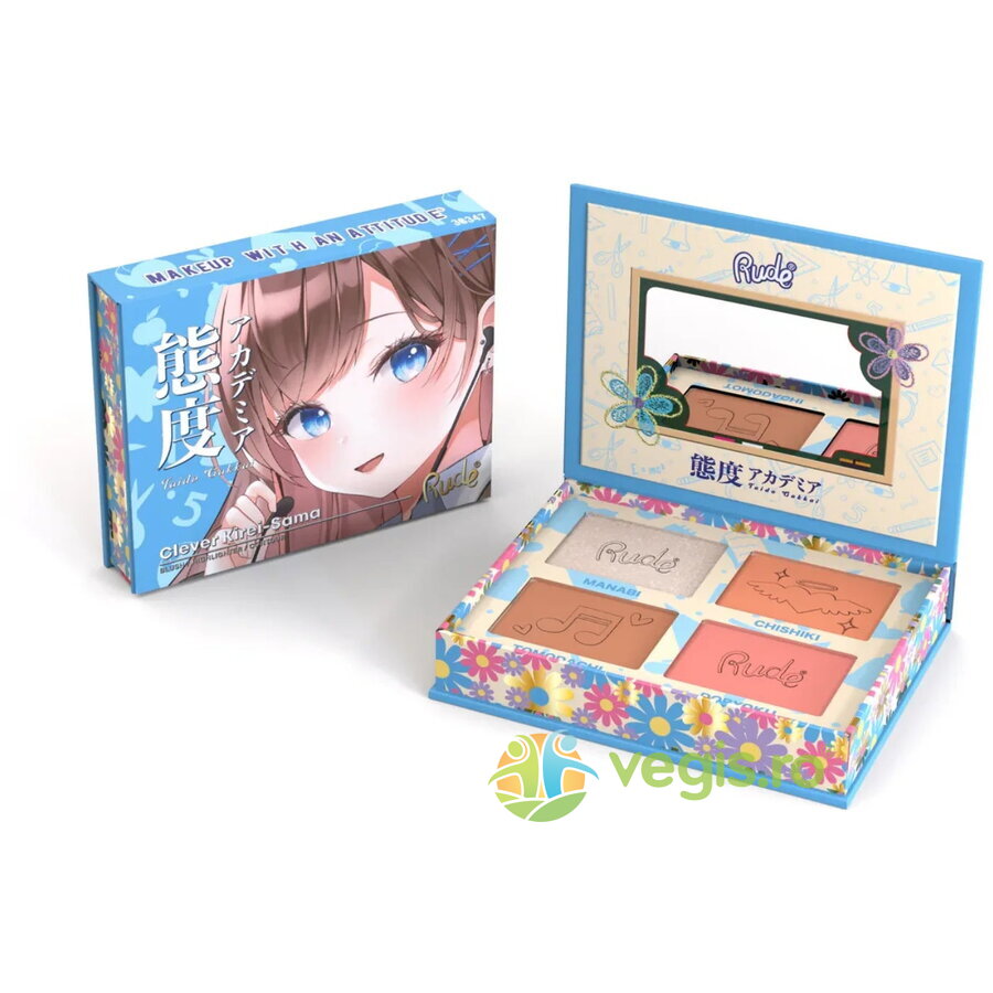 Oferte la Paleta 4in1 pentru Fata - 2 x Blush, 1x Iluminator, 1 x Contour, Clever Kirei-Sama, Manga Collection 4 nuante