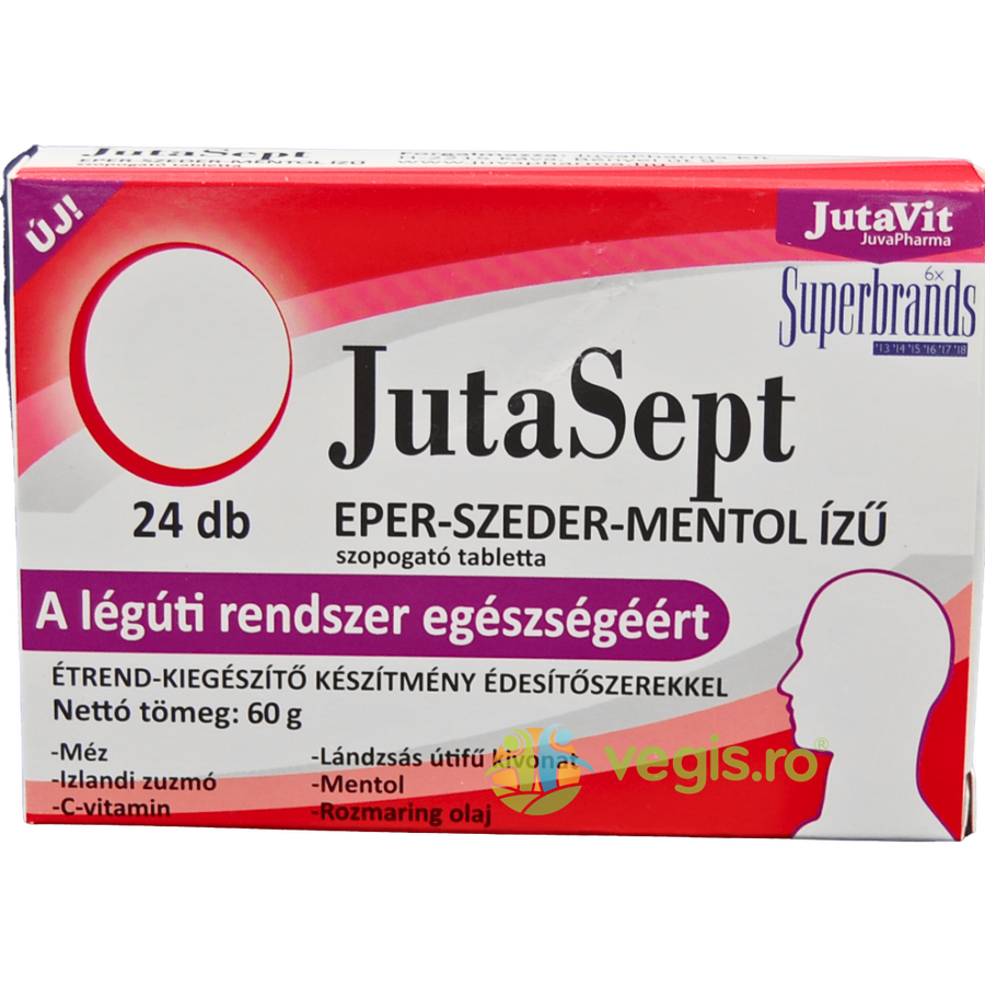 Oferte la Jutasept cu Gust de Capsuni, Mure si Mentol 24cpr