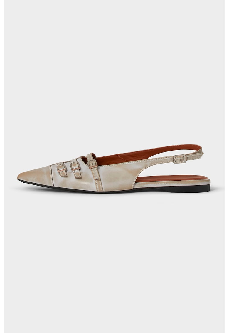 Oferte la Balerini slingback din piele - Crem