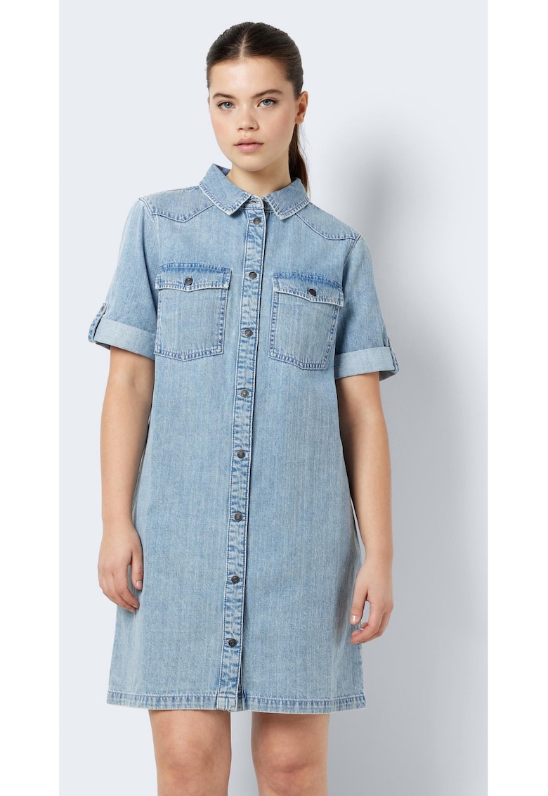 Oferte la Rochie dama scurta  7286 - Casual - Bumbac - Albastru pal