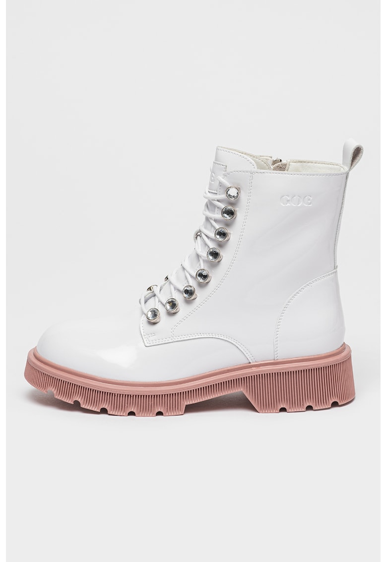 Oferte la Ghete de piele cu toc masiv - Alb