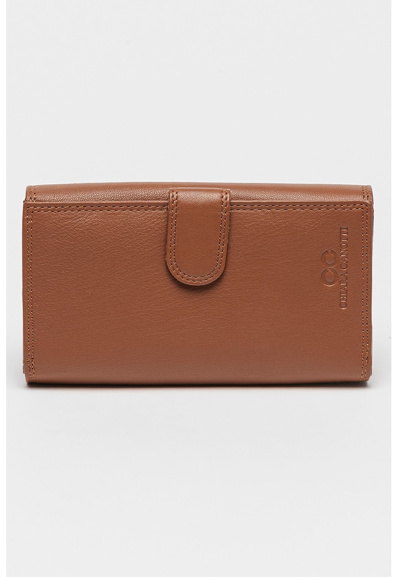 Oferte la Portofel din piele cu buzunare multiple - Portocaliu inchis