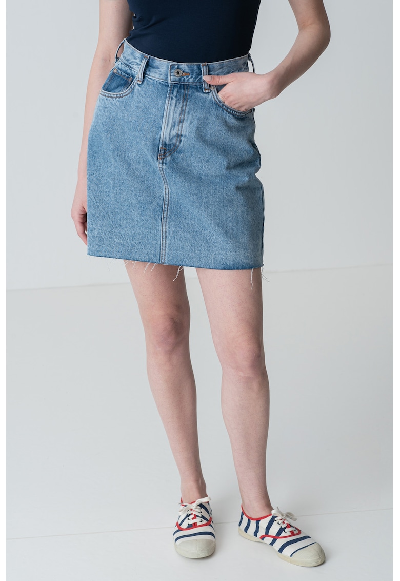Oferte la Fusta mini din denim - Albastru melange