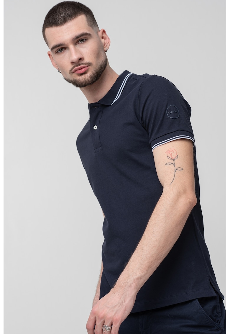 Oferte la Tricou polo cu model in dungi - Bleumarin