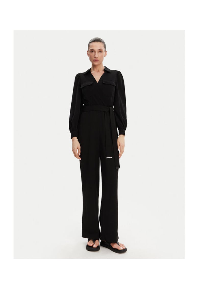 Oferte la Salopeta cu maneci lungi si cordon - DD3K284A - 100% poliester - Negru