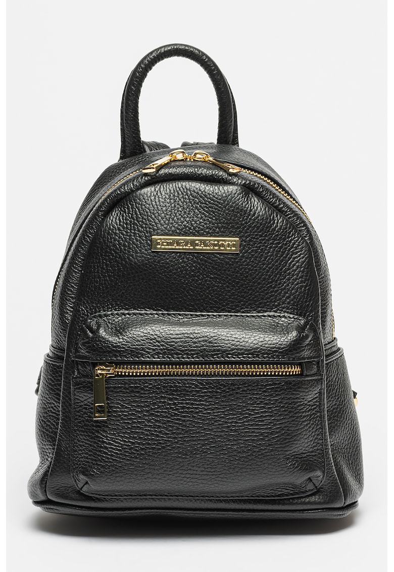 Oferte la Rucsac de piele cu buzunar frontal cu fermoar - Negru