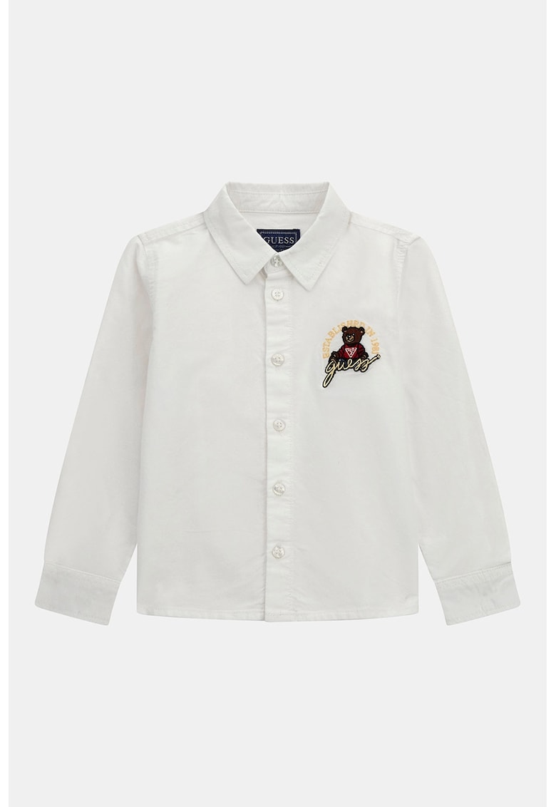Oferte la Camasa din bumbac cu logo brodat pe piept - Negru/Galben pal/Alb murdar