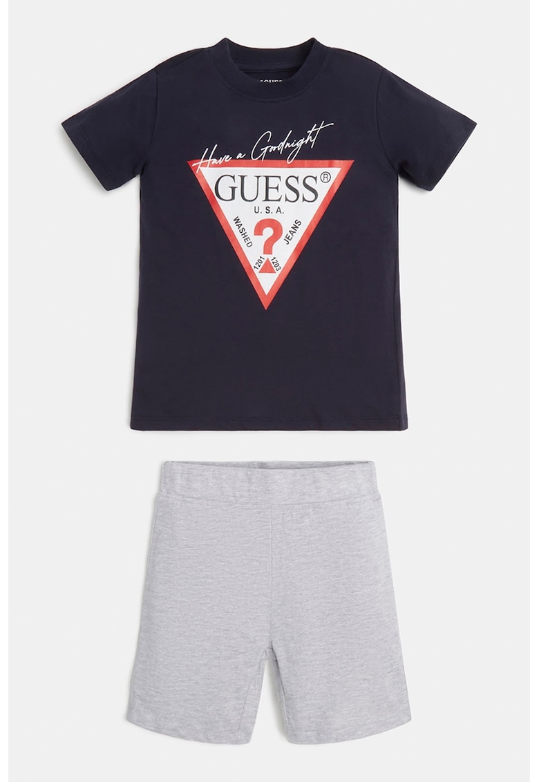 Oferte la Pijama de bumbac cu tricou si pantaloni scurti - Gri/Bleumarin