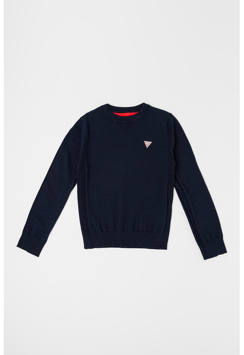 Oferte la Pulover cu decolteu la baza gatului si logo - Albastru ultramarin