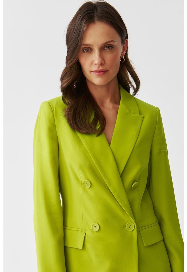 Oferte la Sacou cu doua randuri de nasturi si revere decupate Ada - Verde lime
