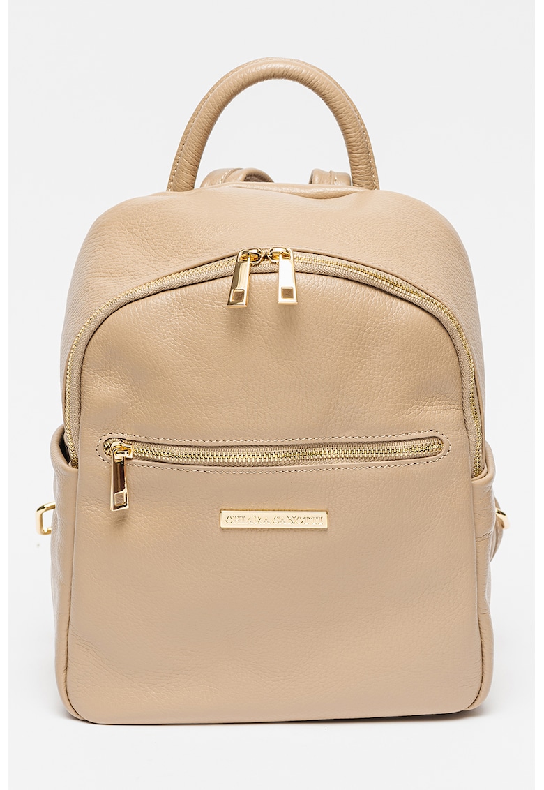 Oferte la Rucsac de piele cu logo - Maro taupe