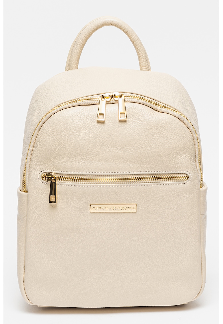 Oferte la Rucsac de piele cu logo - Bej deschis