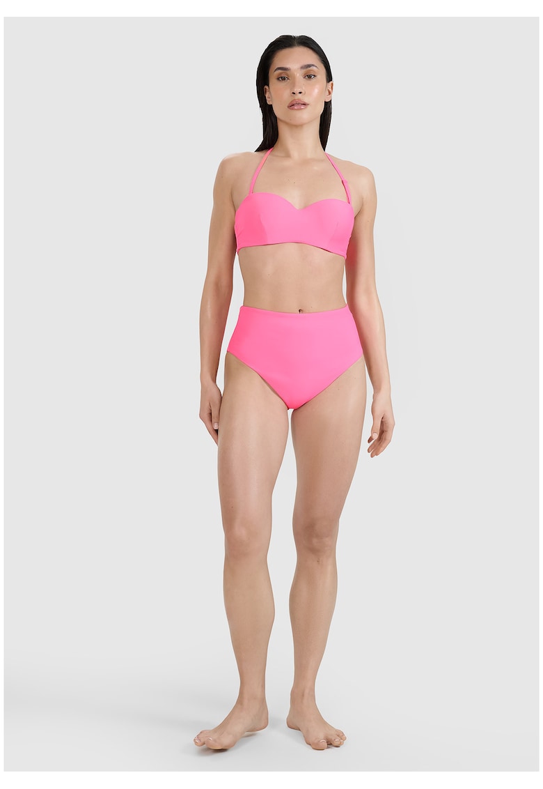 Oferte la Slip de bikini pentru femei  roz - talie inalta - material sintetic