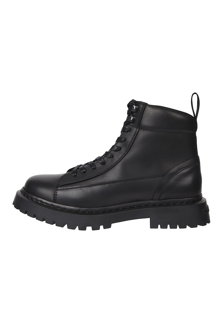 Bocanci de piele cu aspect masiv - Negru