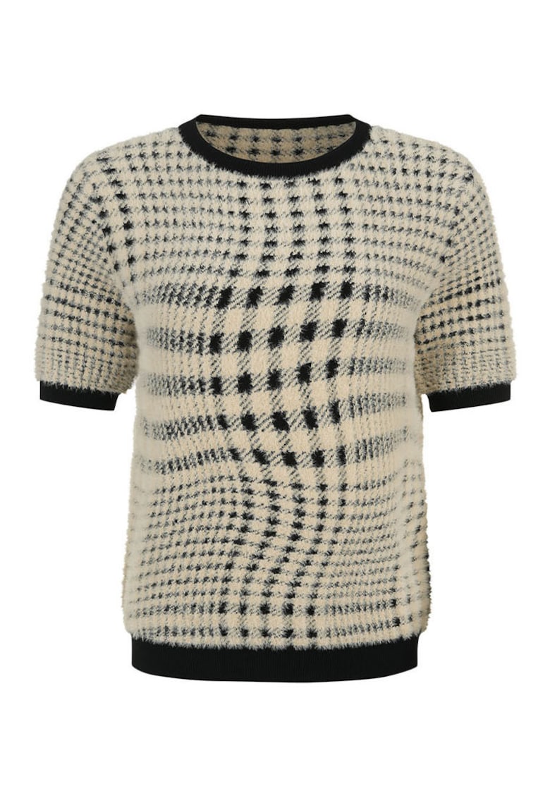 Oferte la Pulover pufos cu maneca scurta si imprimeu geometric