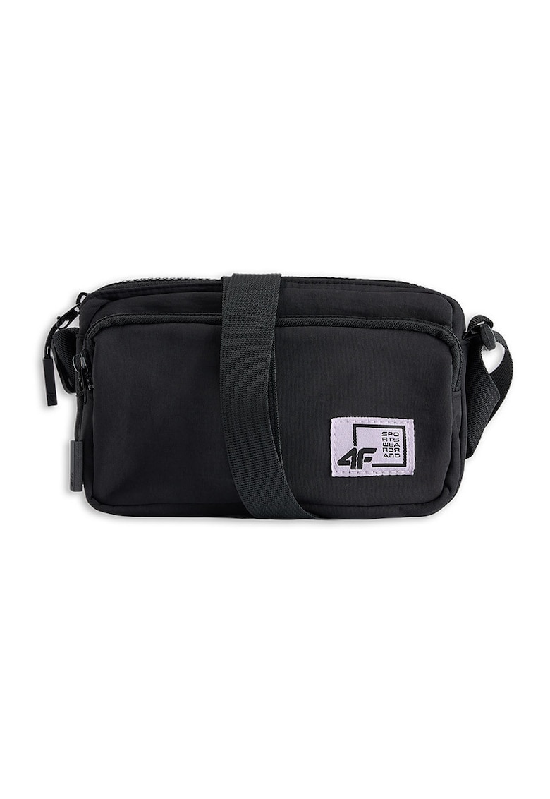 Oferte la Borseta Crossbody pentru Femei -  Junior - Negru Intens - Poliester - Stil Sportiv - Dimensiuni 19x12 cm - Curea Reglabila - Compartiment cu Fermoar - AW25