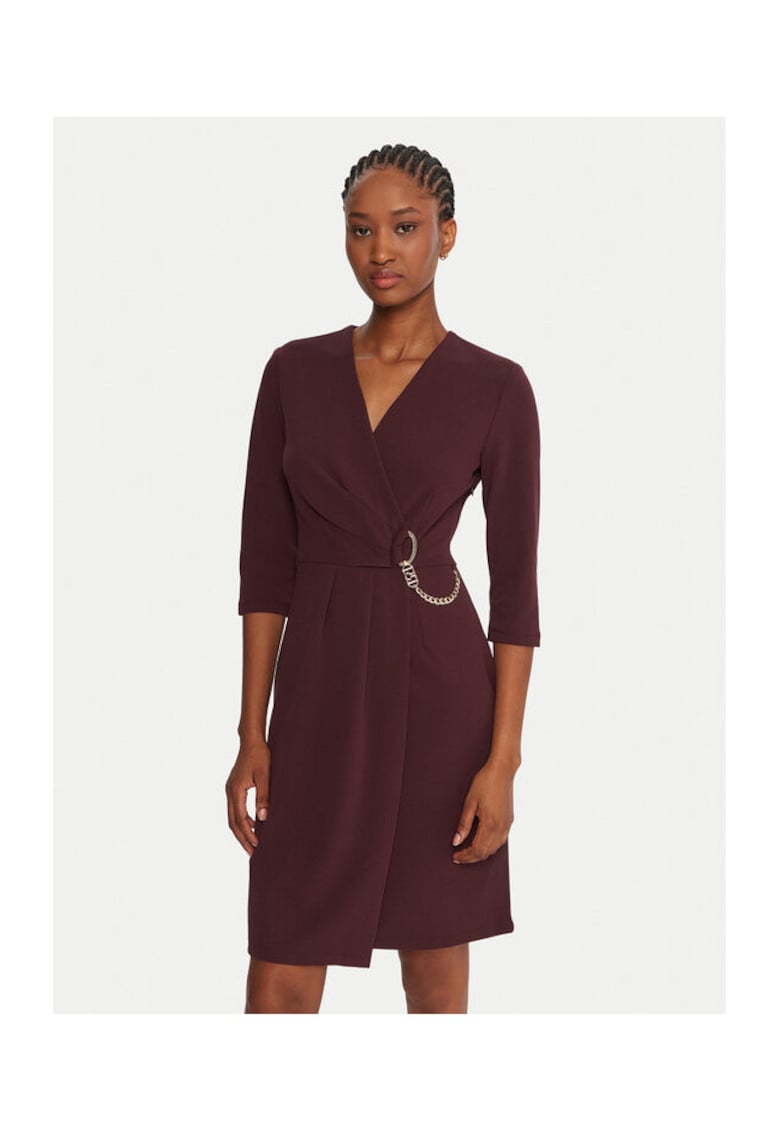 Rochie cocktail  maro - material sintetic - Maro
