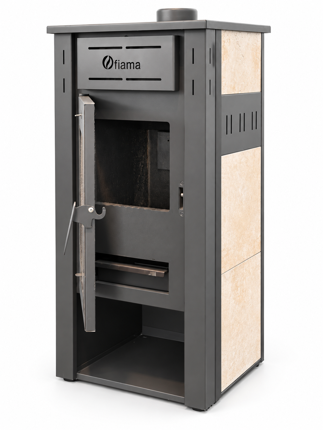 Oferte la Termosemineu pe lemne brichete si carbune Fiama Ambasador Ivory 24.5 kW 50x42x100 cm