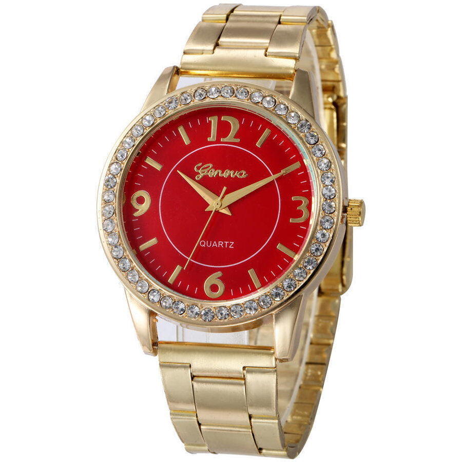 Oferte la Ceas dama Quartz, Geneva, Auriu cu Rosu