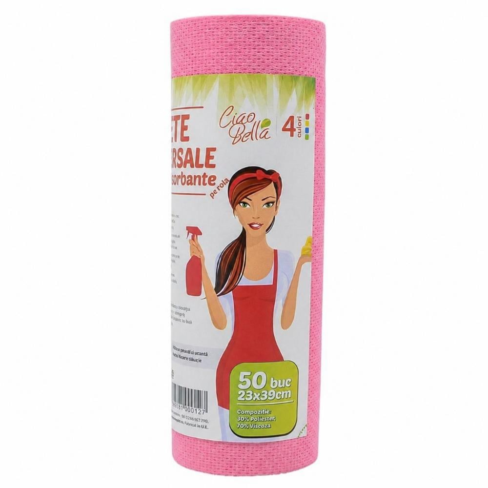 Oferte la Rola lavete universale, Ciao Bella, rosu, 50 bucati/rola, 23 x 39 cm
