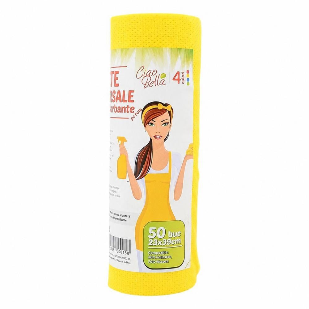 Oferte la Rola lavete universale, Ciao Bella, galben, 50 bucati/rola, 23 x 39 cm