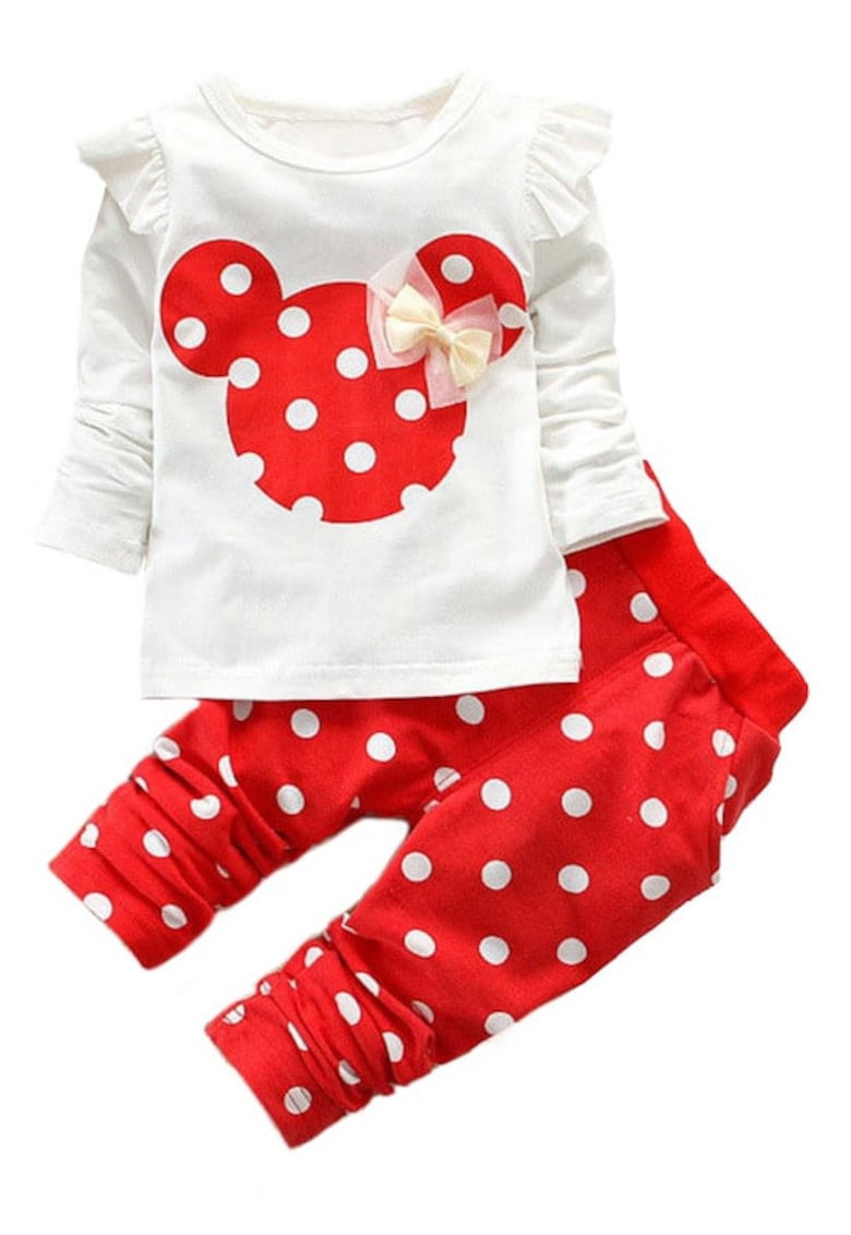 Oferte la Costum Fetite Pantaloni cu Buline Rosu -