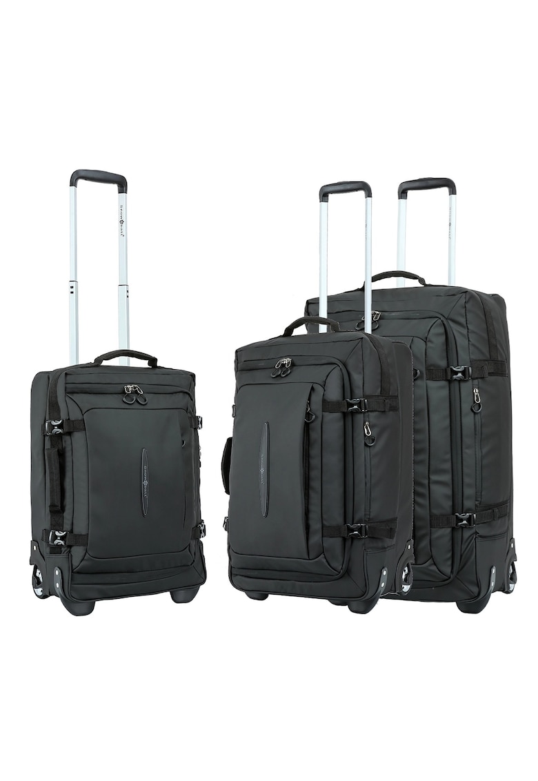 Oferte la Set trolere  SW42503 - 1 bagaj de cabina si 2 de cala - 36L/57L/78L - 2 roti - poliester impermeabil - negru