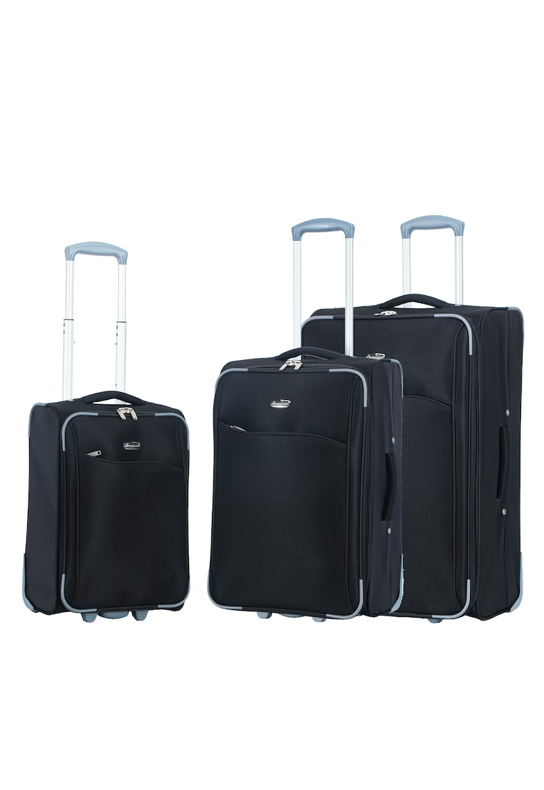 Oferte la Set trolere extensibile  SW233 - 1 bagaj de cabina si 2 de cala - poliester - 2 roti - negru