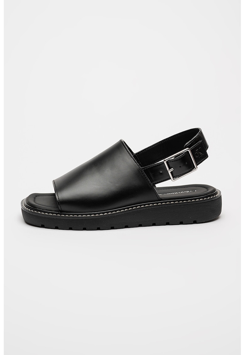 Oferte la Sandale slingback cu garnituri din piele - Negru