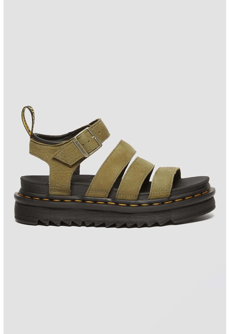 Oferte la Sandale de piele cu inchidere cu catarama la nivelul gleznei - Verde masliniu