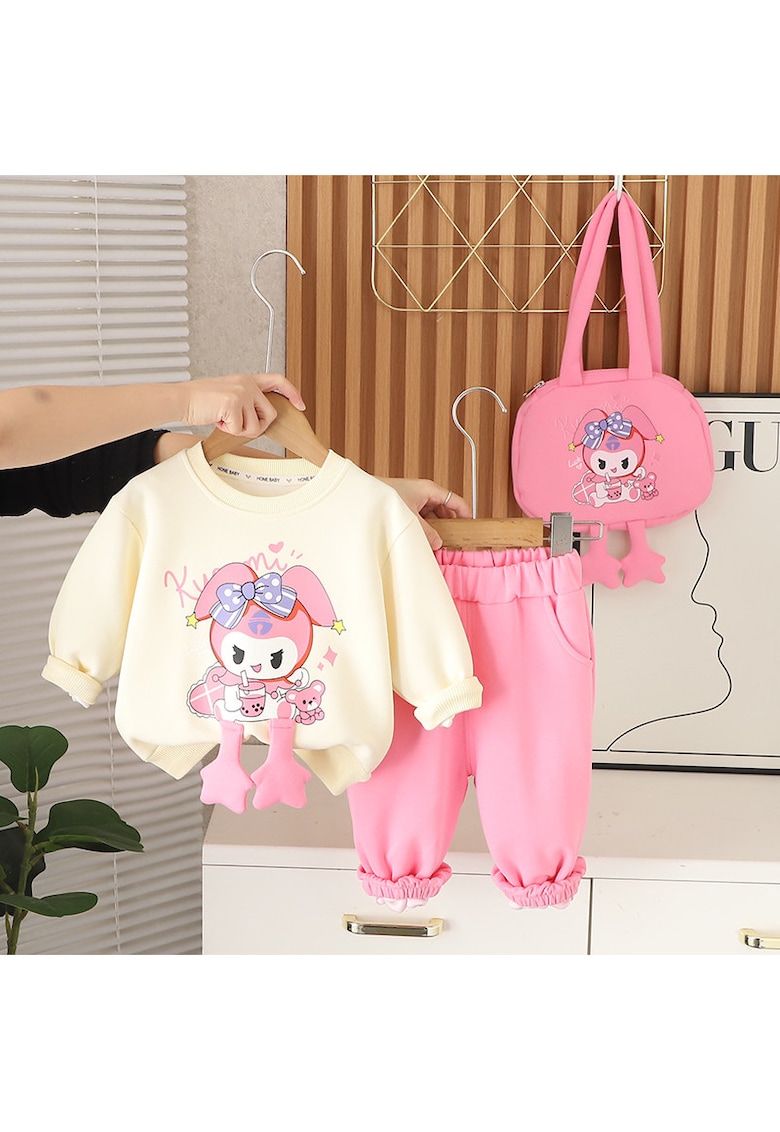 Oferte la Compleu Fetite Bluza Crem si Pantaloni Roz Poppy