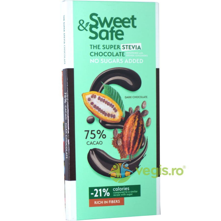 Oferte la Sweet&Safe Ciocolata Amaruie Indulcitor Stevie 90g