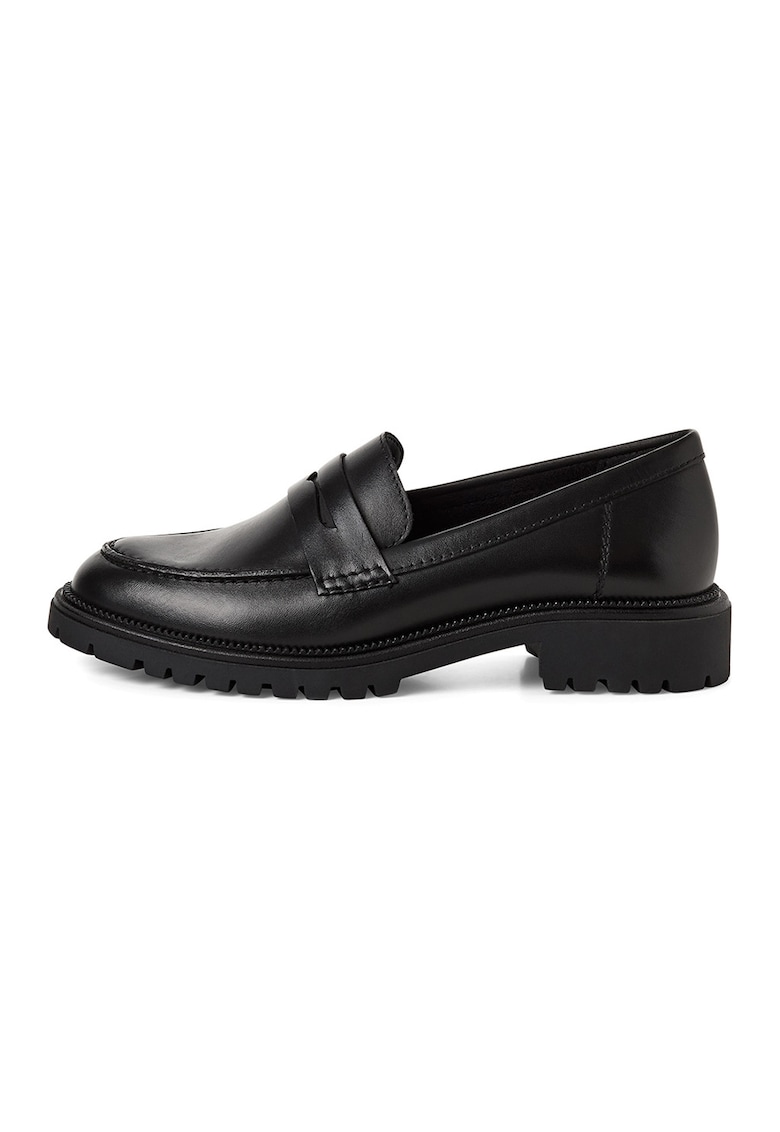 Oferte la Pantofi loafer din piele cu varf rotund - Negru