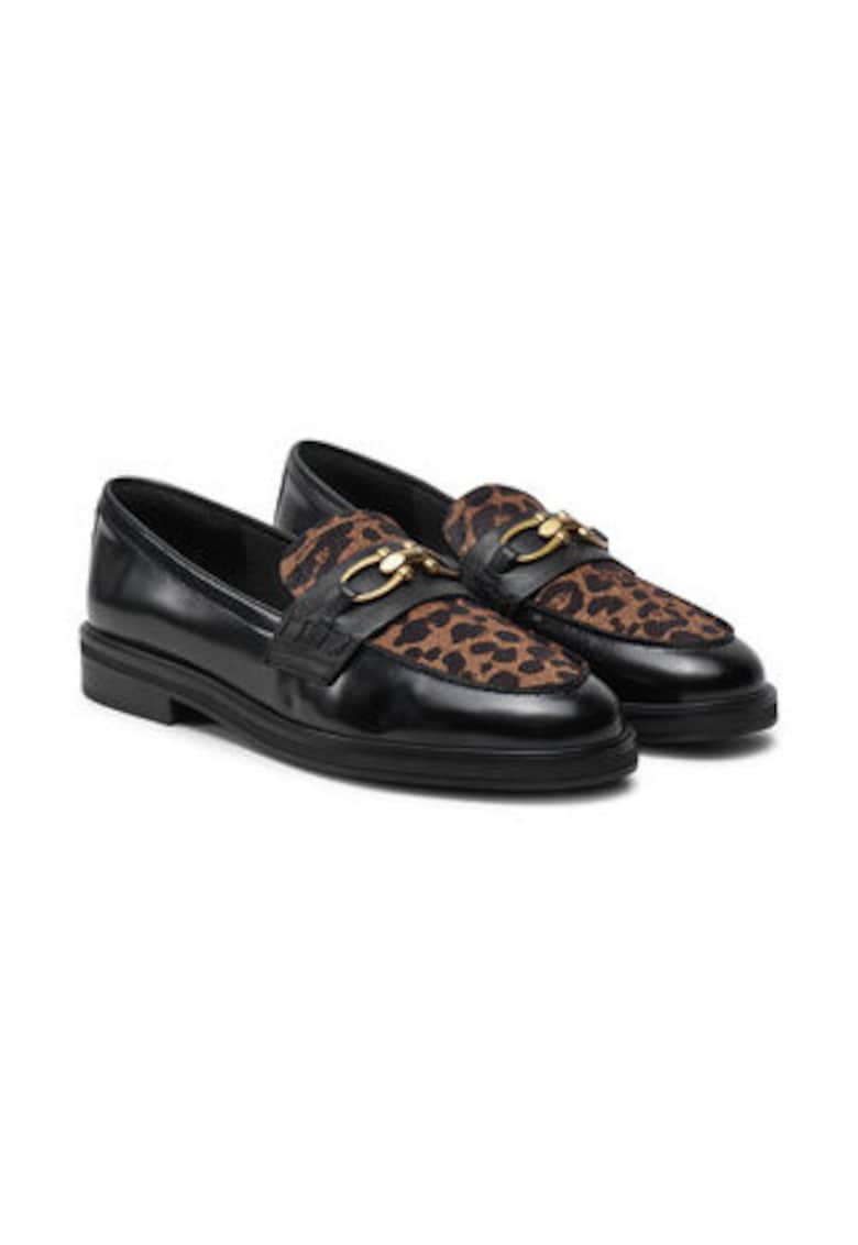Oferte la Mocasini dama -  piele naturala - Negru/Maro