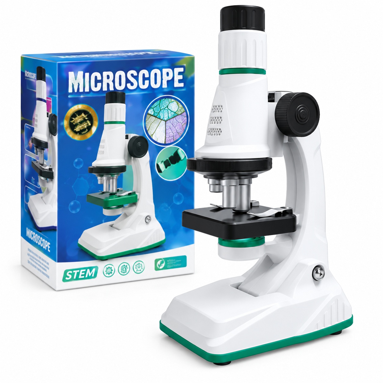 Microscop educational pentru copii, set STEM cu accesorii pentru experimente, 6 ani+