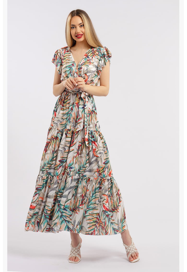 Oferte la Rochie lunga cu decolteu in V - Multicolor