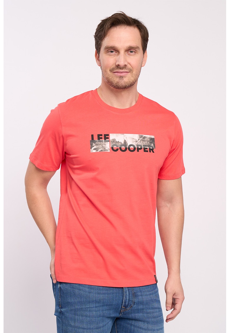 Oferte la Tricou de bumbac cu imprimeu logo pe partea din fata - Portocaliu mandarina