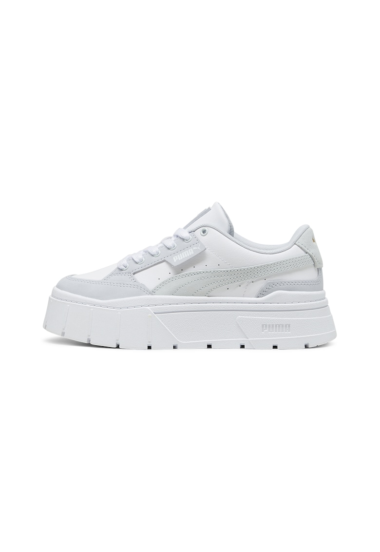 Oferte la Pantofi sport flatform cu insertii din piele intoarsa Mayze Stack Luxe - Gri deschis/Alb murdar