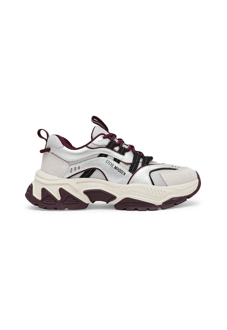 Oferte la Pantofi sport demi-wedge cu garnituri de piele intoarsa - Alb/Gri deschis
