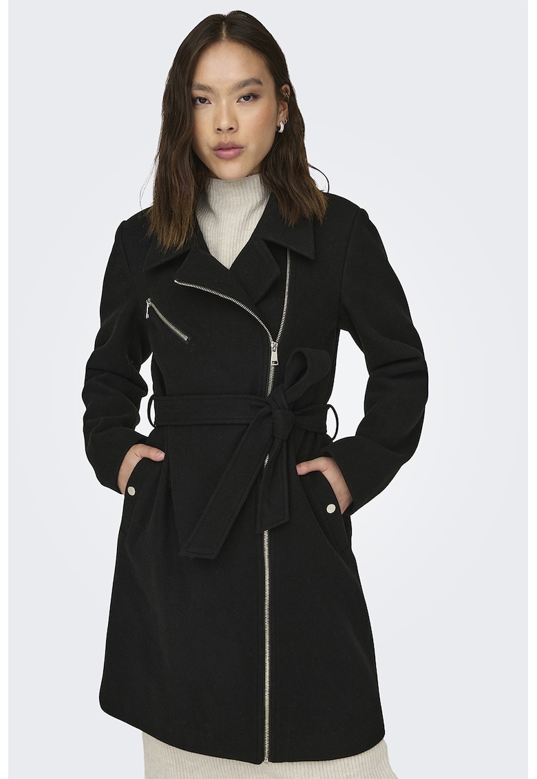 Oferte la Palton midi cu fermoar Emily - Negru