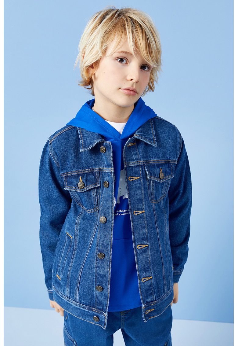 Oferte la Jacheta din denim cu buzunare pe piept - Albastru inchis